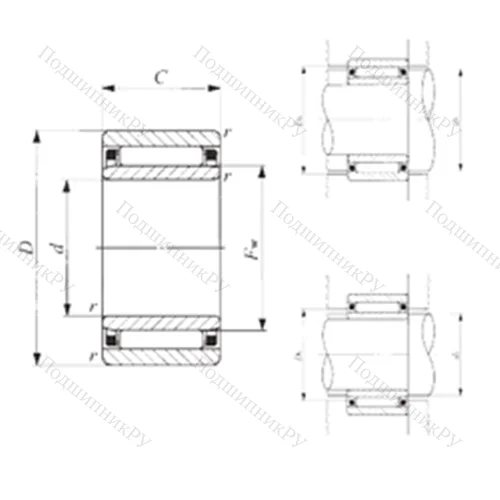 Подшипник игольчатый радиальный NAF 72012