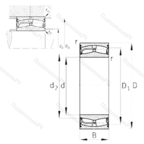 Подшипник роликовый радиальный самоцентрирующийся 24036-E 1-2VSR-H 40