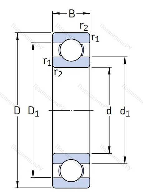 Однорядный шариковый подшипник 6014 M
