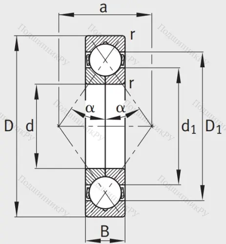 Радиально-упорный шариковый подшипник QJ 216 XL MPA от производителя  FAG