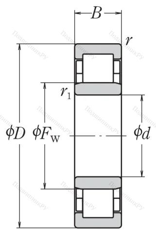 Роликовый цилиндрический подшипник NU 306 EW C 3 от производителя  NSK Роликовый цилиндрический подшипник NU 306 EW C 3 от производителя  NSK