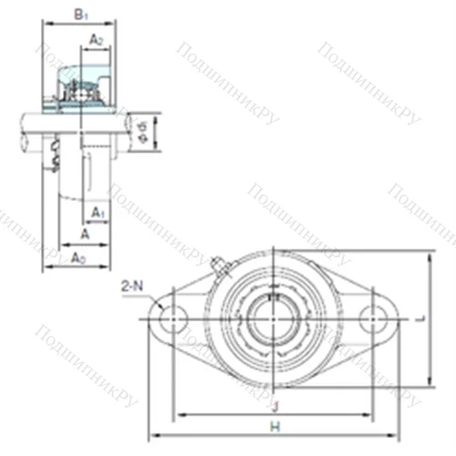 Подшипниковый узел шариковый радиальный UKFL 312+H 2312