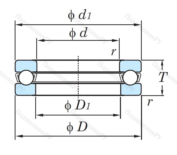Упорный шариковый подшипник 51206
