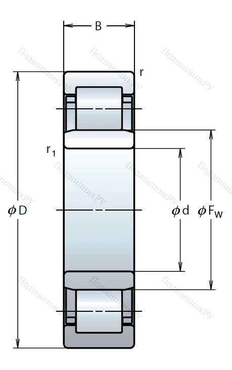 Роликовый цилиндрический подшипник NU 2316 W от производителя  NSK