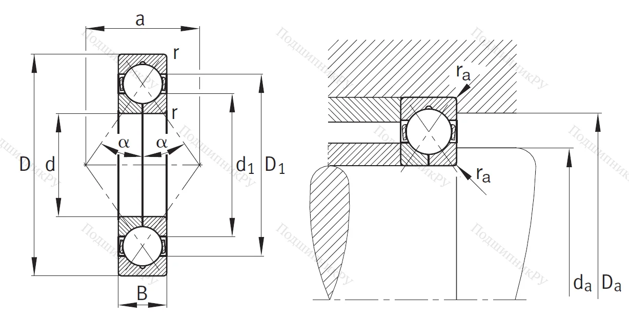 Радиально-упорный шариковый подшипник