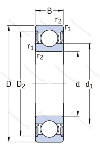Шариковый однорядный подшипник 180211 (6211 2RS) в Севастополе