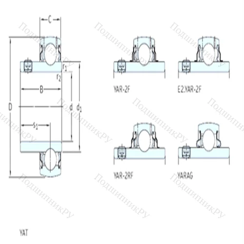 Подшипник шариковый радиальный YAT 210-115 от производителя  SKF