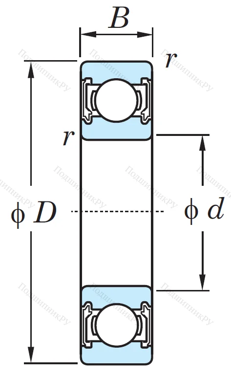 Однорядный шариковый подшипник 6809 2RU