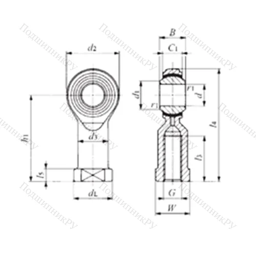 Подшипник скольжения сферический PHS 22EC от производителя  IKO