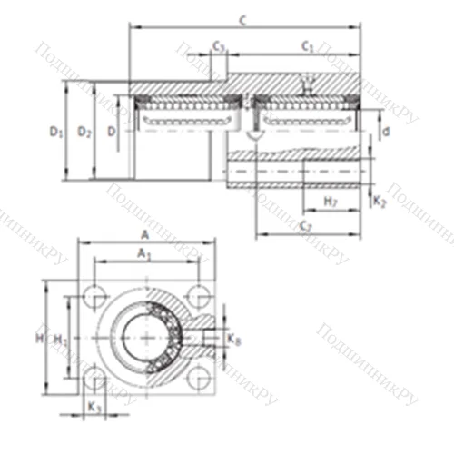 Подшипник шариковый линейный KTFN 16 C-PP-AS от производителя  INA