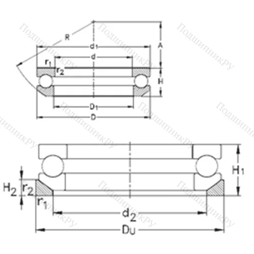 Подшипник шариковый упорный 53234+U 234 от производителя  NKE