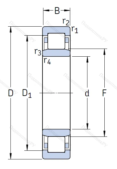 Роликовый цилиндрический подшипник NU 208 ECP