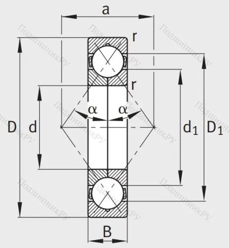 Радиально-упорный шариковый подшипник QJ 309 XL MPA от производителя  FAG