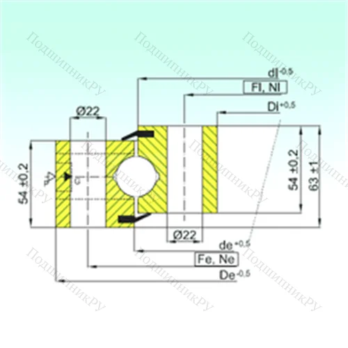 Подшипник шариковый опорно-поворотный NB 1.25.1355.200-1PPN от производителя  ISB