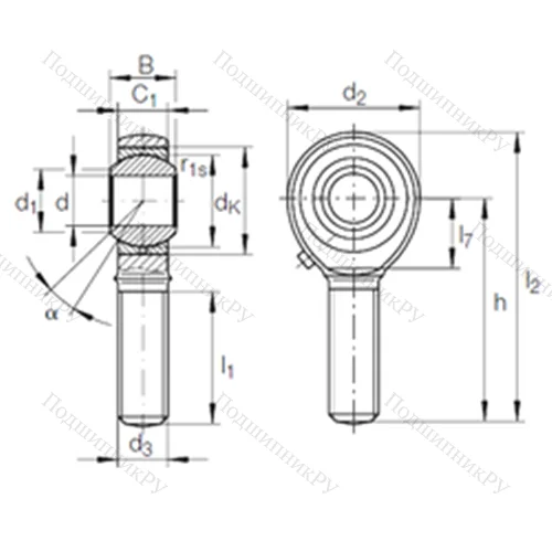 Подшипник скольжения сферический GAKFR 8 PB