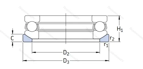 Упорный шариковый подкладное кольцо U 306 от производителя  SKF