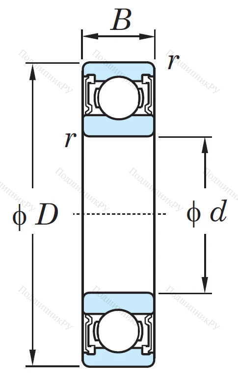 Однорядный шариковый подшипник 6306 2RS C 3