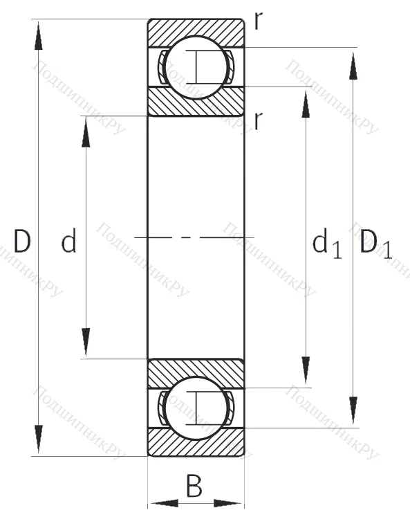 Однорядный шариковый подшипник 16012 C 3