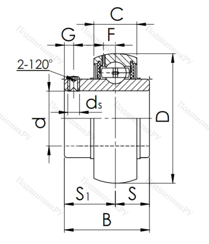 Корпусный подшипник UC 305 (480305 ГОСТ) OUSN4VG2JJ в Севастополе