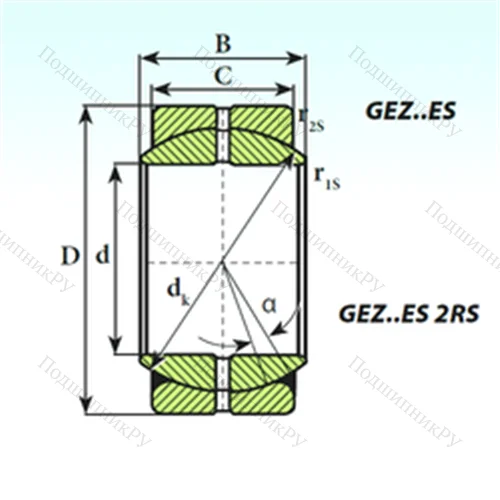 Подшипник скольжения сферический GEZ 15 ES от производителя  ISB