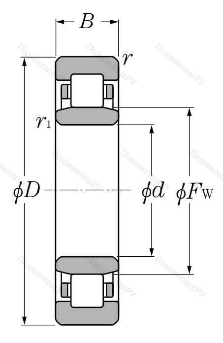 Роликовый цилиндрический подшипник NU 2319 от производителя  NTN
