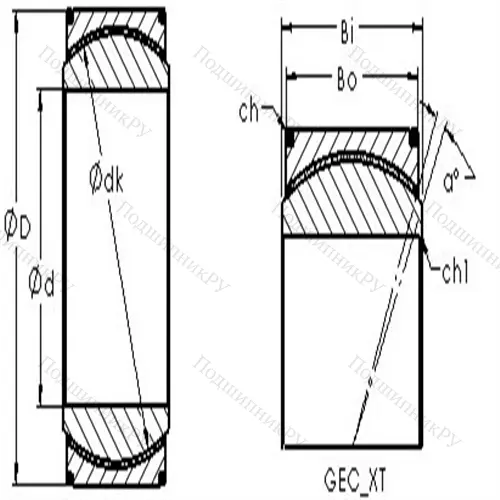Подшипник скольжения сферический GEH 110XT