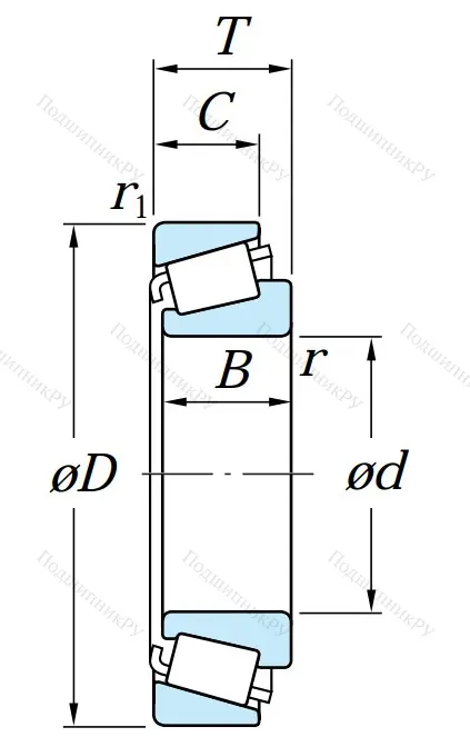 Конический роликовый подшипник 30309 JR
