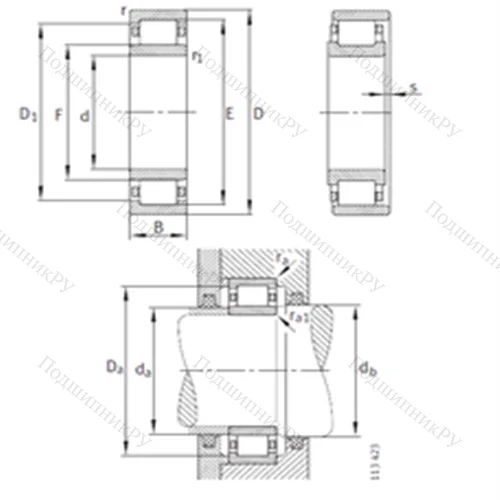 Подшипник роликовый радиальный NU 338-E-M 1