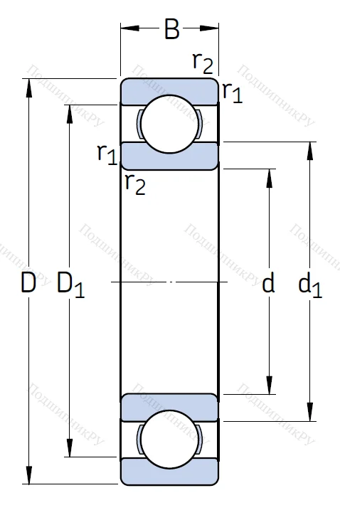 Однорядный шариковый подшипник 6315
