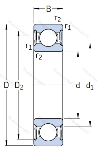 Однорядный шариковый подшипник 6018 2RS 1 от производителя  SKF