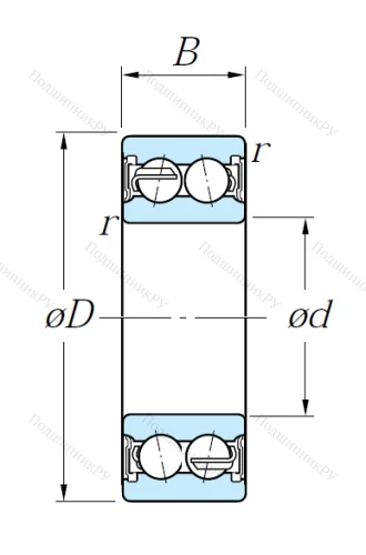 Двухрядный шариковый подшипник 5205 2RS от производителя  KOYO