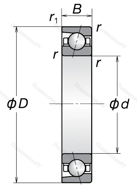 Однорядный шариковый подшипник 7206 BW
