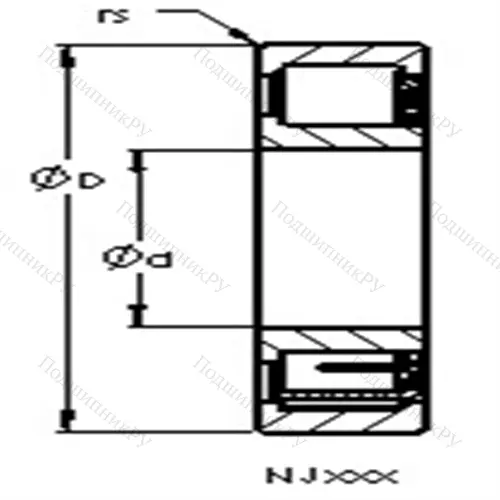 Подшипники роликовые радиальные с цилиндрическими роликами NJ 2214 EM от производителя  AST Подшипники роликовые радиальные с цилиндрическими роликами NJ 2214 EM от производителя  AST