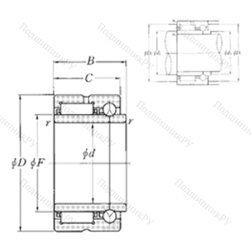 Подшипник комбинированный NKIB 5909R от производителя  NTN