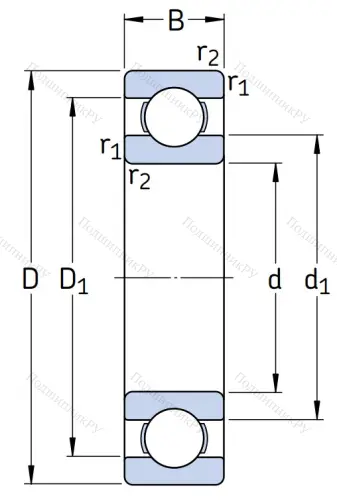 Однорядный шариковый подшипник 6326 от производителя  SKF Однорядный шариковый подшипник 6326 от производителя  SKF
