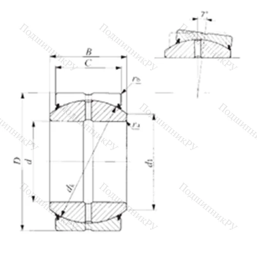 Подшипник скольжения сферический SBB 64-2RS от производителя  IKO