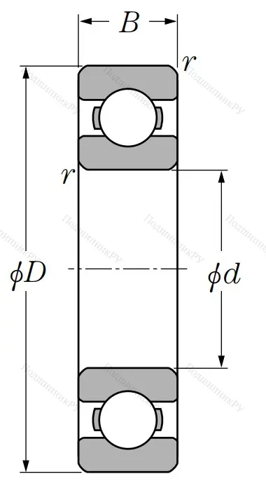 Однорядный шариковый подшипник 6030