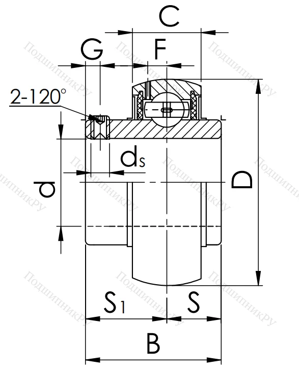 Корпусный подшипник UC 214 (480214 ГОСТ)