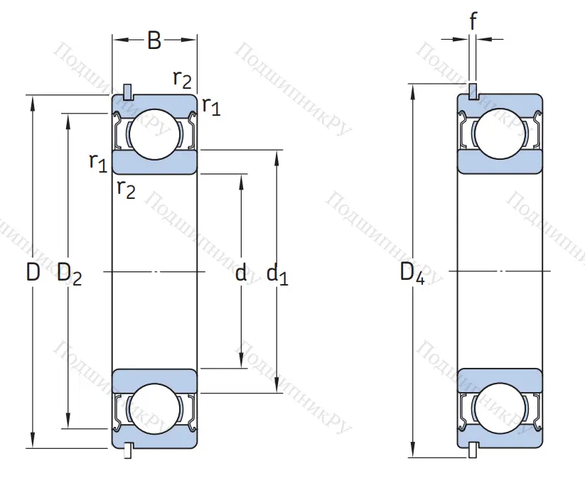 Однорядный шариковый подшипник 6311 DDU NR