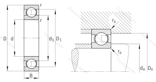 Однорядный шариковый подшипник 6328 M C 3 от производителя  FAG Однорядный шариковый подшипник 6328 M C 3 от производителя  FAG