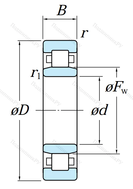 Роликовый цилиндрический подшипник NU 2216