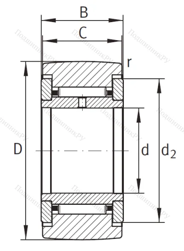 Игольчатый подшипник NATR 25 от производителя  INA Игольчатый подшипник NATR 25 от производителя  INA