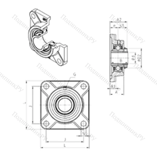 Подшипниковый узел шариковый радиальный UKF 217H