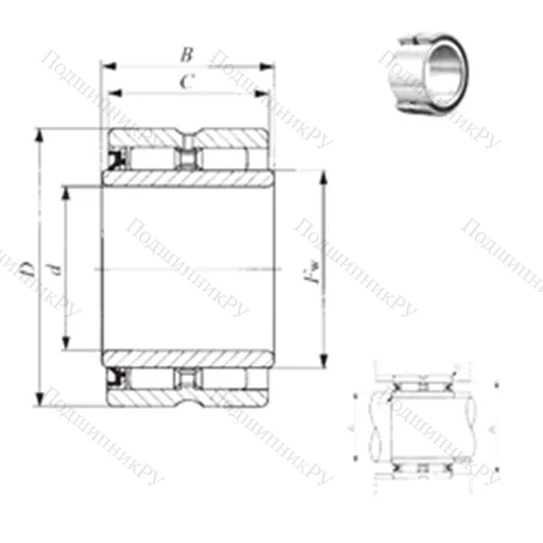 Подшипник игольчатый радиальный GBRI 527632 U