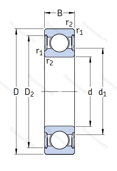 Однорядный шариковый подшипник 62310-2RS 1 от производителя  SKF