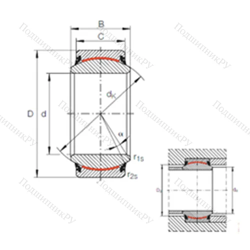 Подшипник скольжения сферический GE 260 UK-2RS