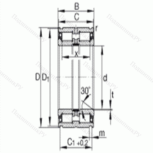 Подшипник роликовый радиальный SL 04240-PP от производителя  INA Подшипник роликовый радиальный SL 04240-PP от производителя  INA