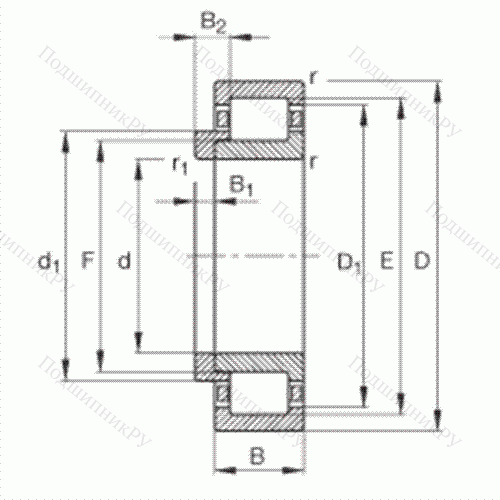 Подшипник роликовый радиальный NJ 2206-E-TVP 2 + HJ 2206-E от производителя  FAG Подшипник роликовый радиальный NJ 2206-E-TVP 2 + HJ 2206-E от производителя  FAG