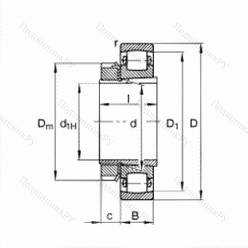 Подшипник роликовый однорядный сферический 20222-K-MB-C 3 + H 222 от производителя  FAG Подшипник роликовый однорядный сферический 20222-K-MB-C 3 + H 222 от производителя  FAG