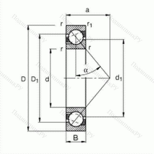 Подшипник шариковый радиально-упорный 7314-B-TVP от производителя  FAG Подшипник шариковый радиально-упорный 7314-B-TVP от производителя  FAG